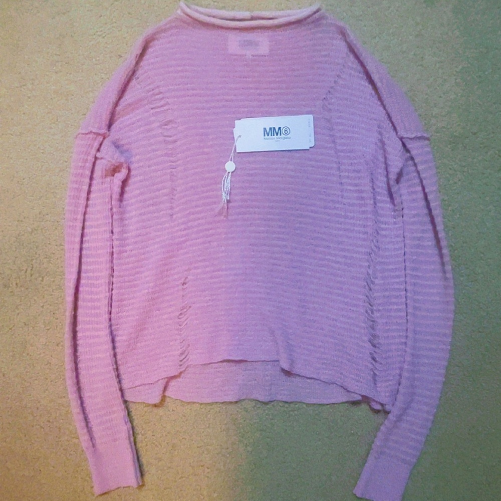 MM6 Maison Margiela pink distressed sweater xs